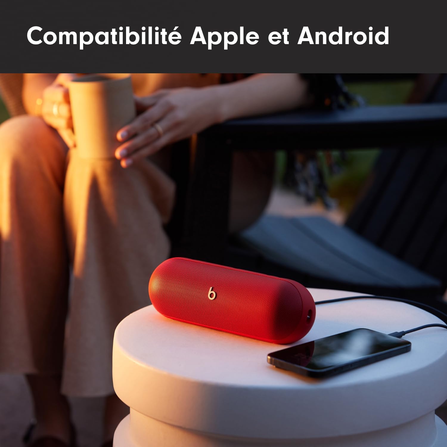 Beats Pill – Enceinte sans Fil Bluetooth et Recharge Mobile Via USB-C – Jusqu'à 24 Heures d'autonomie, résistance à l'eau (IP67), compatibilité Apple et Android, Microphone intégré – Champagne