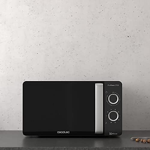 Cecotec Four à micro-ondes ProClean 9110 FullINOX avec grill 1000 W, 30 litres, 5 niveaux de puissance, 8 programmes, minuterie de 60 minutes, revêtement Ready2Clean, design avant miroir