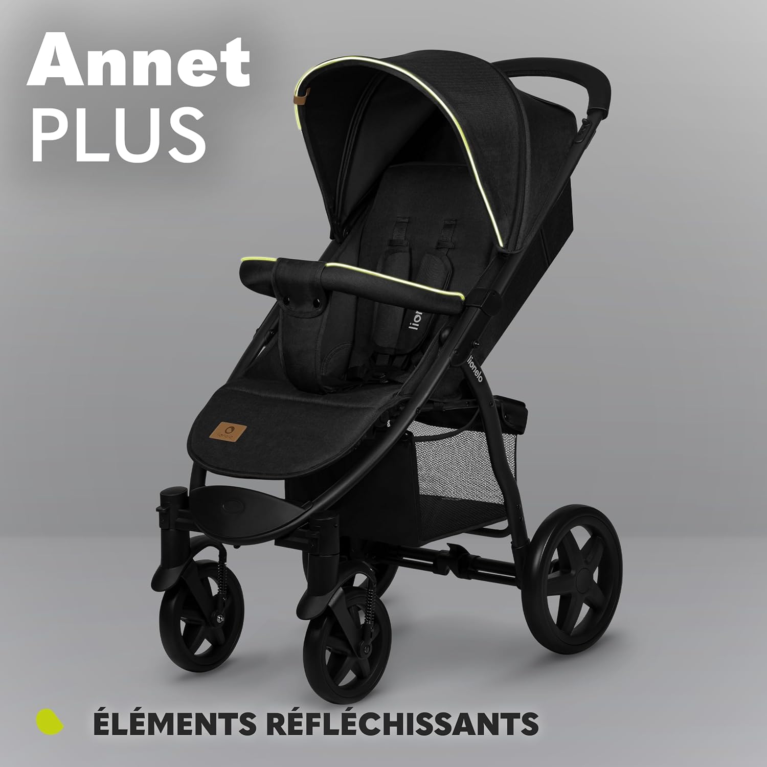 LIONELO Annet Plus poussette bebe à 22 kg, auvent avec fenêtre, roues EVA, chancelière moustiquaire porte-gobelet, réglage du dossier jusqu’à la position couchée (Dreamin, PLUS)