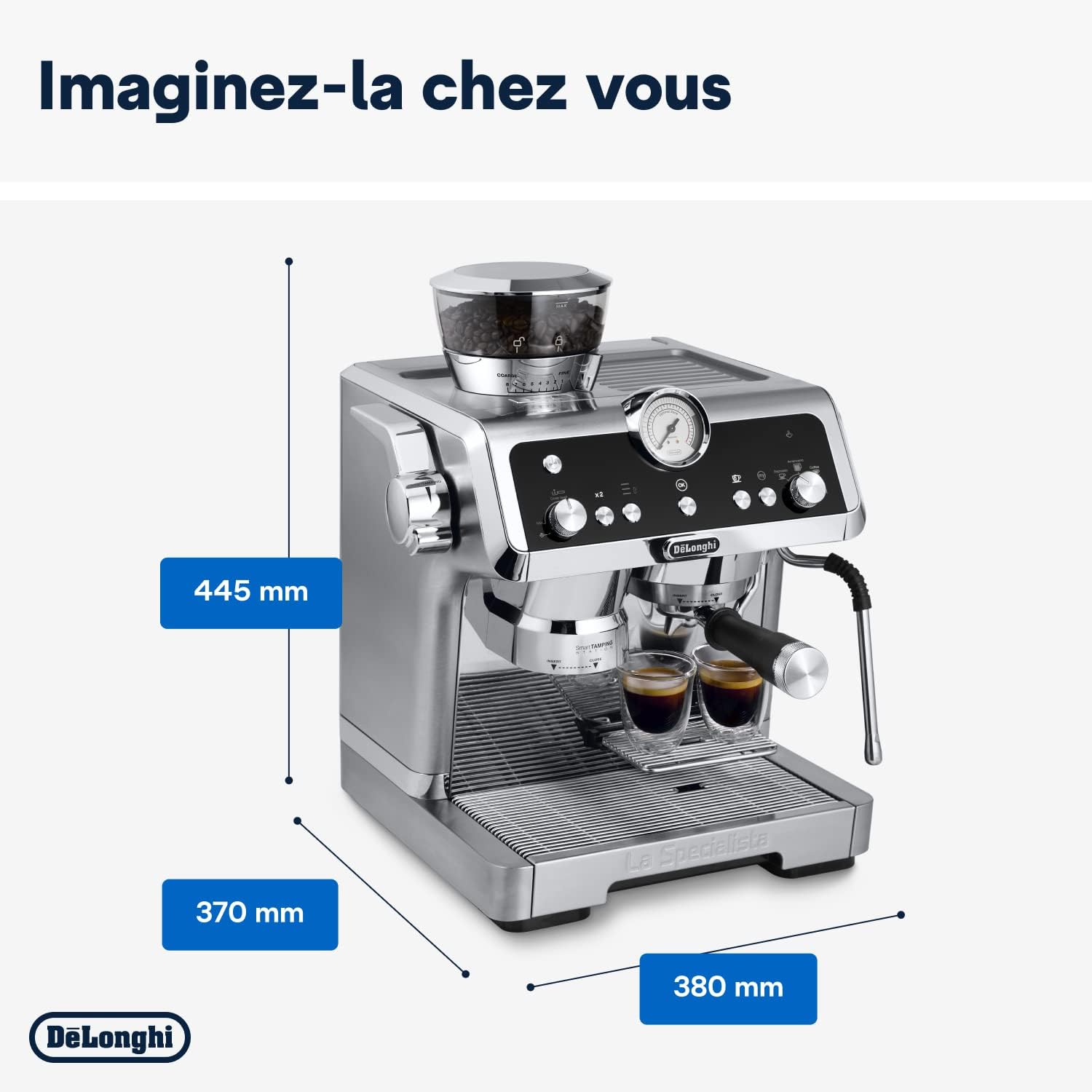 De'Longhi Specialista Prestigio EC9355.M Machine à café, expresso et cappuccino avec pompe, en grains Métallique