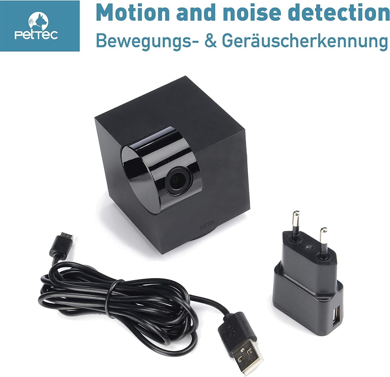 PetTec Cam Free Lot de 2 caméras sans fil pour animaux de compagnie avec application [sans piège à abonnement] – Caméra pour chats et chiens intérieur/extérieur – Détection de mouvement et fonction