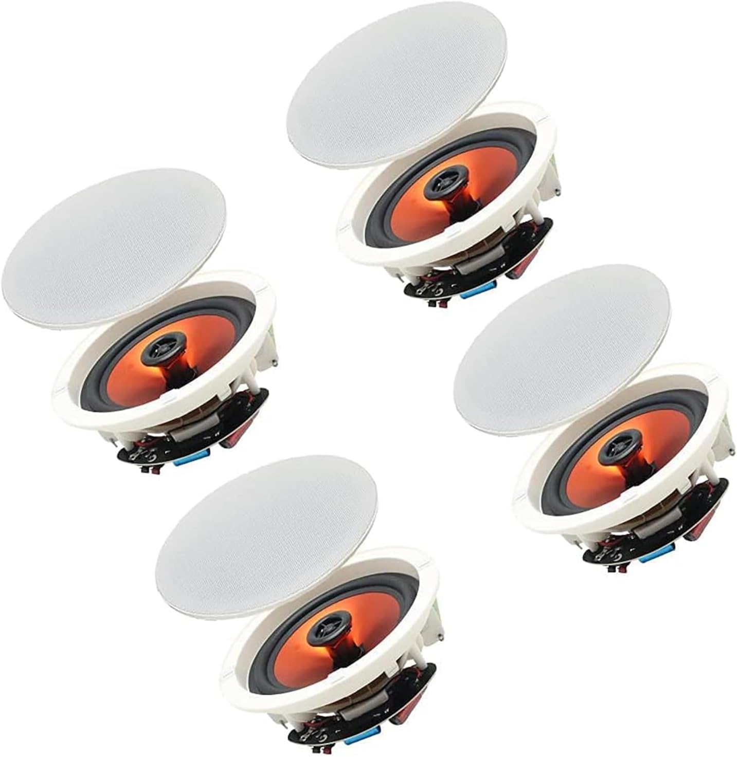 Herdio 6,5 Pouces Enceintes Plafond Bluetooth 300 Watts Haut-parleurs de Plafond Parfait pour, Cuisine, Chambre, Salle de Bain, terrasse Couverte(4 Haut-parleurs)