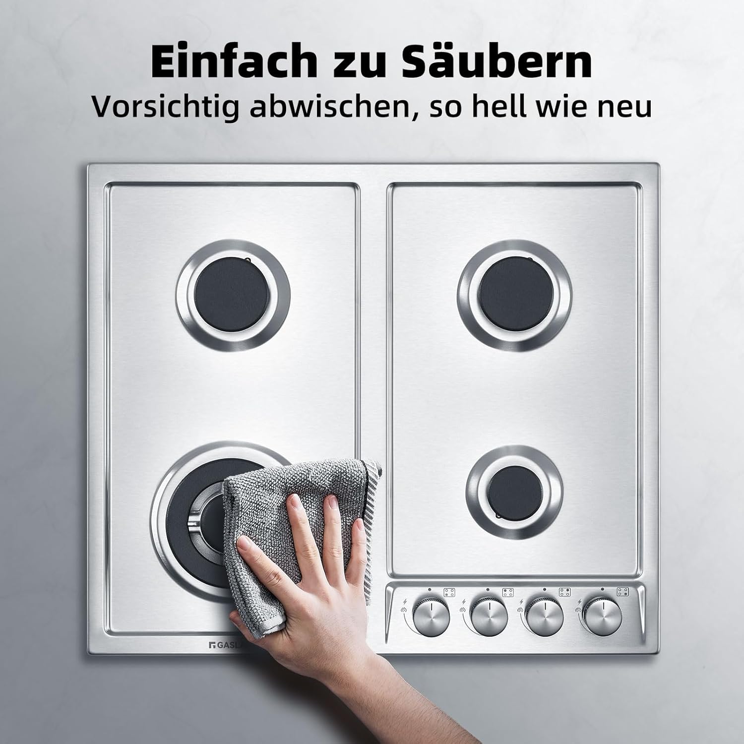 GASLAND GH2805BG1FC Table de cuisson à gaz 5 feux, Cuisinière à gaz avec brûleur wok, Table de cuisson à gaz encastrable, 76cm noir Cuisinière à gaz en verre, Cuisinière à gaz 10,4KW, GPL/NG