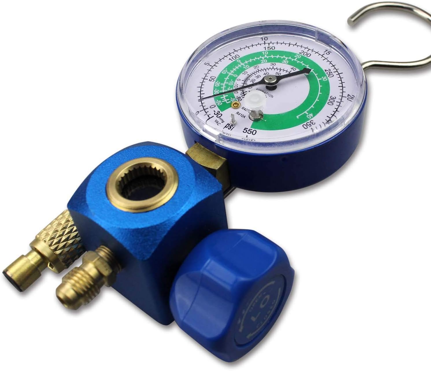 BACOENG 3 CFM Pompe à vide et Collecteur Jauge Ensemble Tuyau De Charge Auto Climatisation– Idéal pour R407C R32 R134a R410A