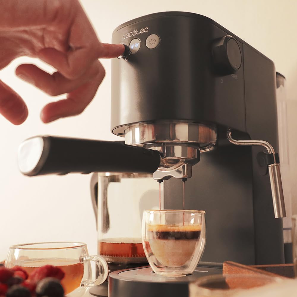 Cecotec semi-automatic espresso machine Power Espresso 20 Steel Pro Latte. 1350 W, Thermoblock, ForceAroma technology with 20 bars, full milk tank, instant cappuccino, cup warmer, double