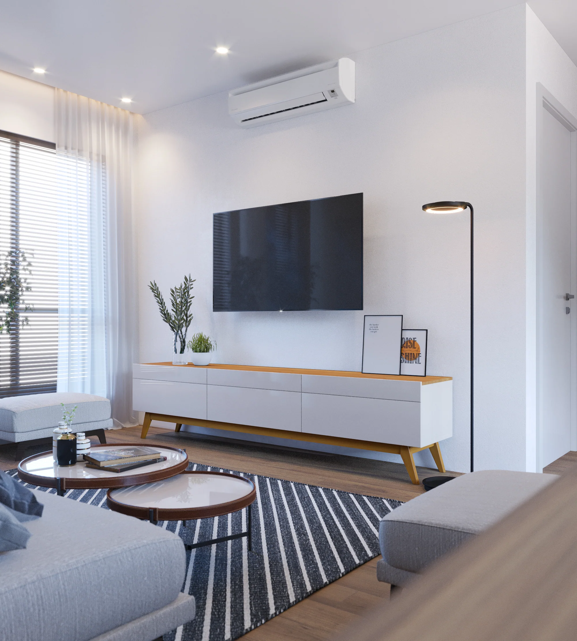 MEUBLE TV  CLASSIC 3G 2.6 OFF WHITE/NATURE  9033