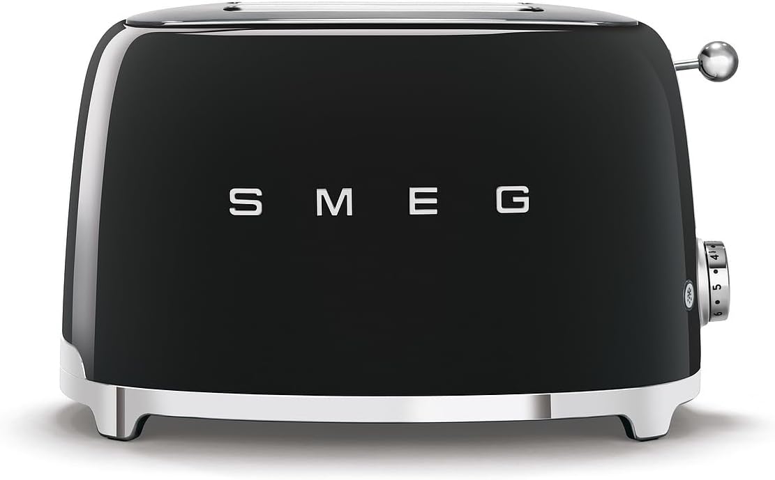 Smeg, Grille-pain 2 Tranches TSF01UJEU, 2 Fentes 36 mm, 6 Niveaux de Brunissage, Fonction Chauffage, Décongélation et Bagel, Éjection Automatique du Pain, Ramasse Miettes, 950 W, Royaume-Uni