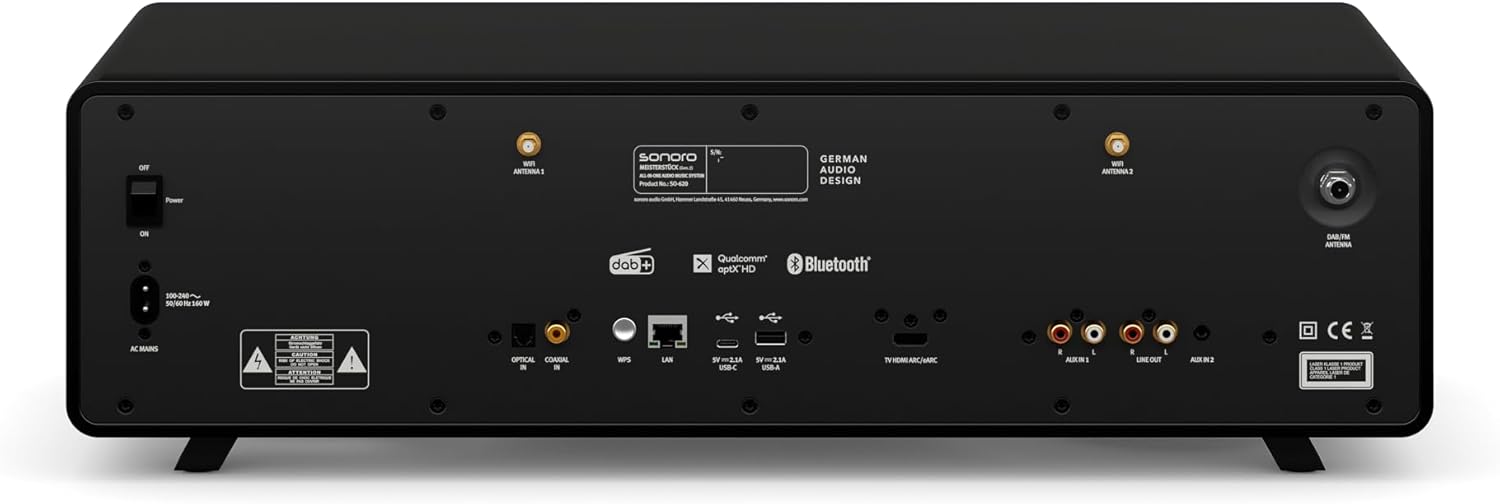 sonoro MEISTERSTÜCK (Gen.2) Chaîne Hi-FI (Airplay, Chromecast, Spotify, Tidal, FM, Dab+, USB) Noyer