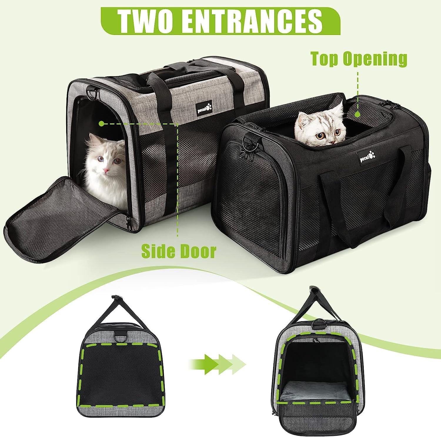 Pecute Sac de Transport pour Animal Domestique, Tissu en Maille Respirant, Convient pour Les Voyages, utilisé pour Chien, Les Chats et Les Chiots de Moins de 6 kg