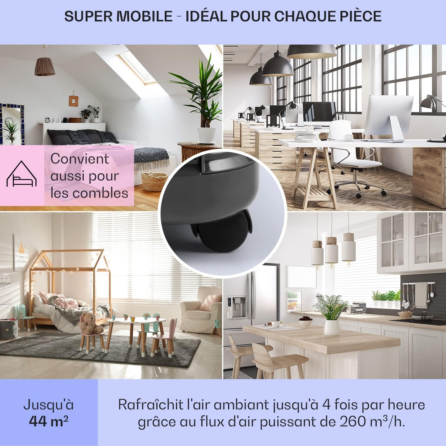 Klarstein Climatiseur Mobile Silencieux, Smart Climatiseur 4 en 1, Mode Nuit, Déshumidificateur, Ventilateur, Mini Climatisation à Faible Conso, Evacuation, Clim Portable de 9000 BTU, Climatiseurs