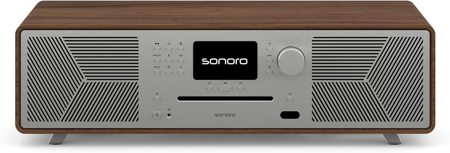 sonoro MEISTERSTÜCK (Gen.2) Chaîne Hi-FI (Airplay, Chromecast, Spotify, Tidal, FM, Dab+, USB) Noyer