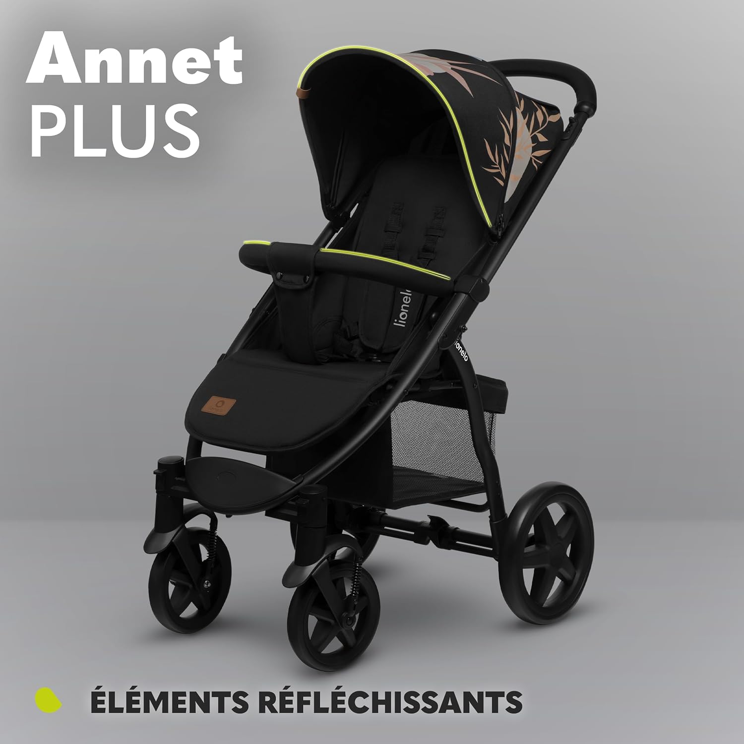 LIONELO Annet Plus poussette bebe à 22 kg, auvent avec fenêtre, roues EVA, chancelière moustiquaire porte-gobelet, réglage du dossier jusqu’à la position couchée (Dreamin, PLUS)