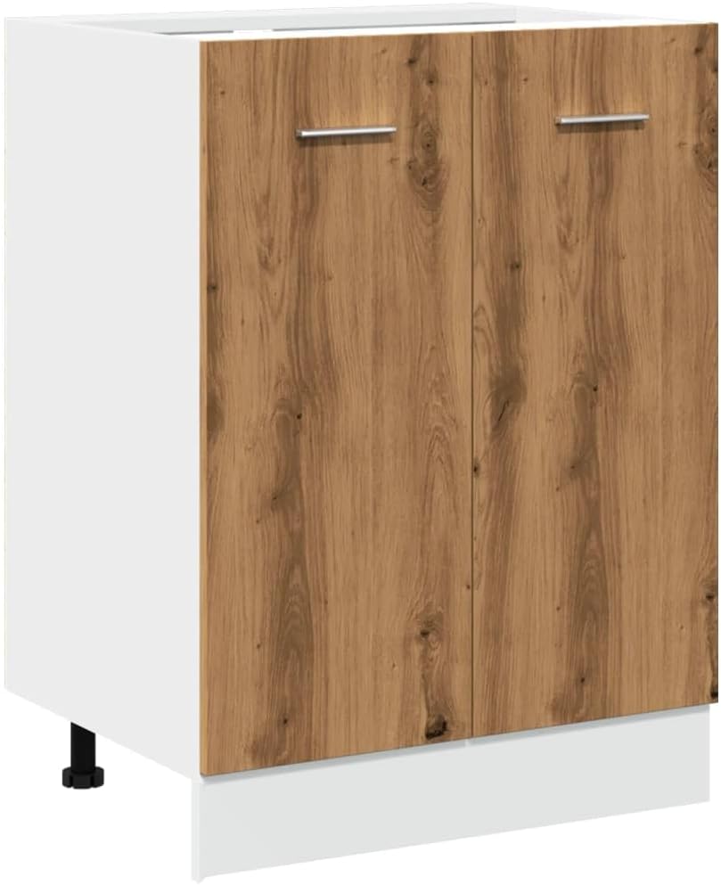 vidaXL Armoire à Micro-Ondes Placard Armoire de Rangement Meubles de Cuisine avec 4 Etagères Intérieur Maison Gris Béton 60x57x207 cm Aggloméré