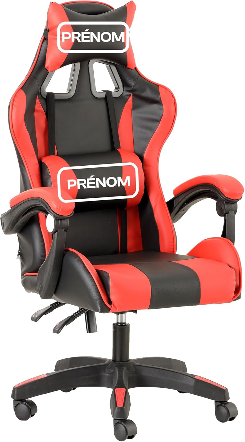 Baroni Home Chaise de Gaming, Chase de Jeux Ergonomique Chaise de Bureau avec Confortable Dossier réglable, Appui-tête et Soutien Lombaire, Blanc