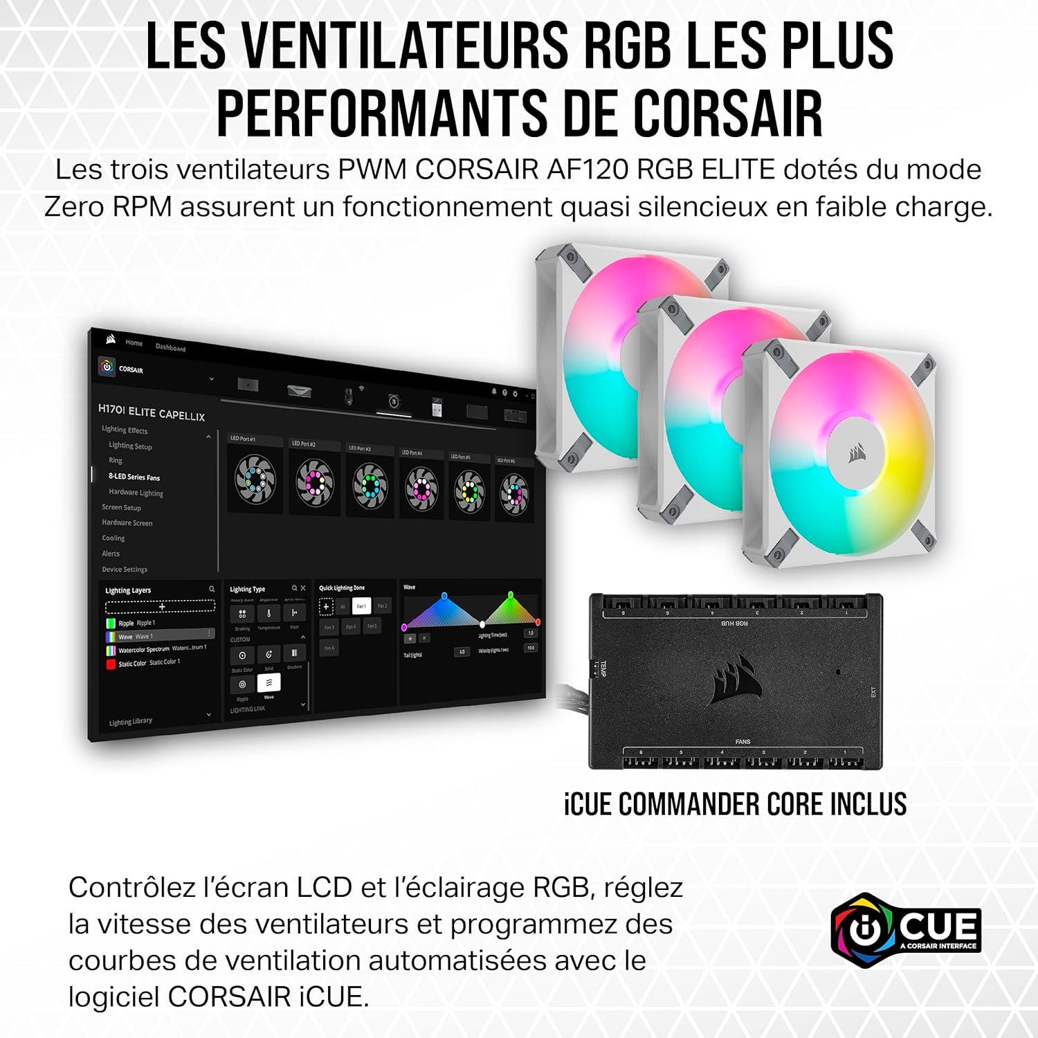 Corsair iCUE H150i Elite LCD XT Refroidisseur de CPU Liquide - Écran LCD IPS - Trois Ventilateurs AF120 RGB Elite - Radiateur 360mm - Convient à Intel® LGA 1700, AMD AM5, et Plus - Noir
