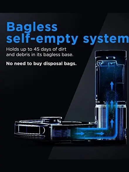 Shark AV1010AE IQ Robot Vacuum with XL Self-Empty Base, Bagless, 45-Day Capacity, Advanced Navigation, Alexa & Wi-Fi, Multi-Surface Brushroll, for Pets, Dander & Dust, Carpet & Hard Floor, Black