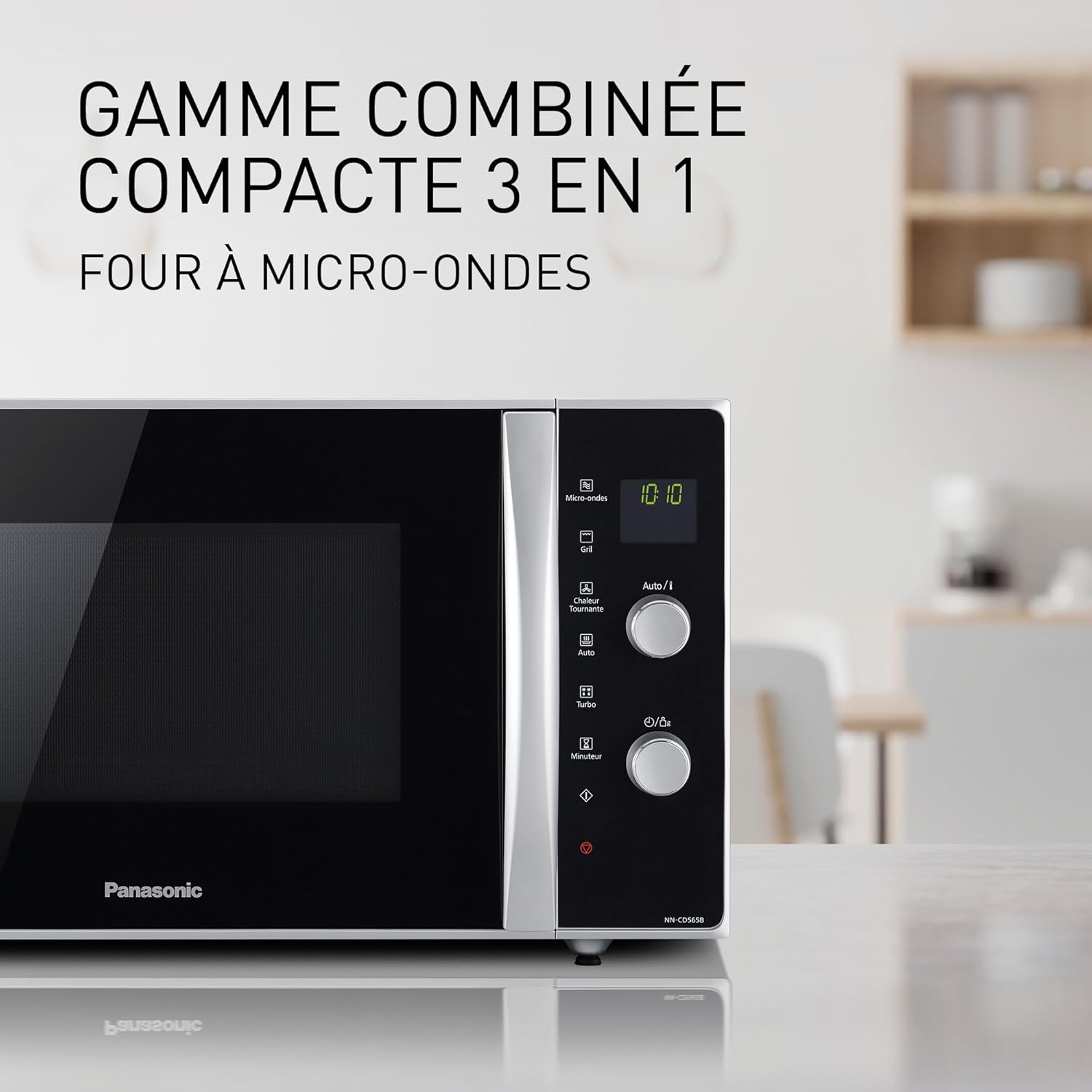 Panasonic NN-CD565BEPG - Four 3 en 1 Combiné, 27 L, Inverter, Chaleur à 100-220°C, Gril Quartz 1300W, Micro-ondes 1000 W, Plat Crispy, Plateau tournant 34 cm, Noir - Version FR