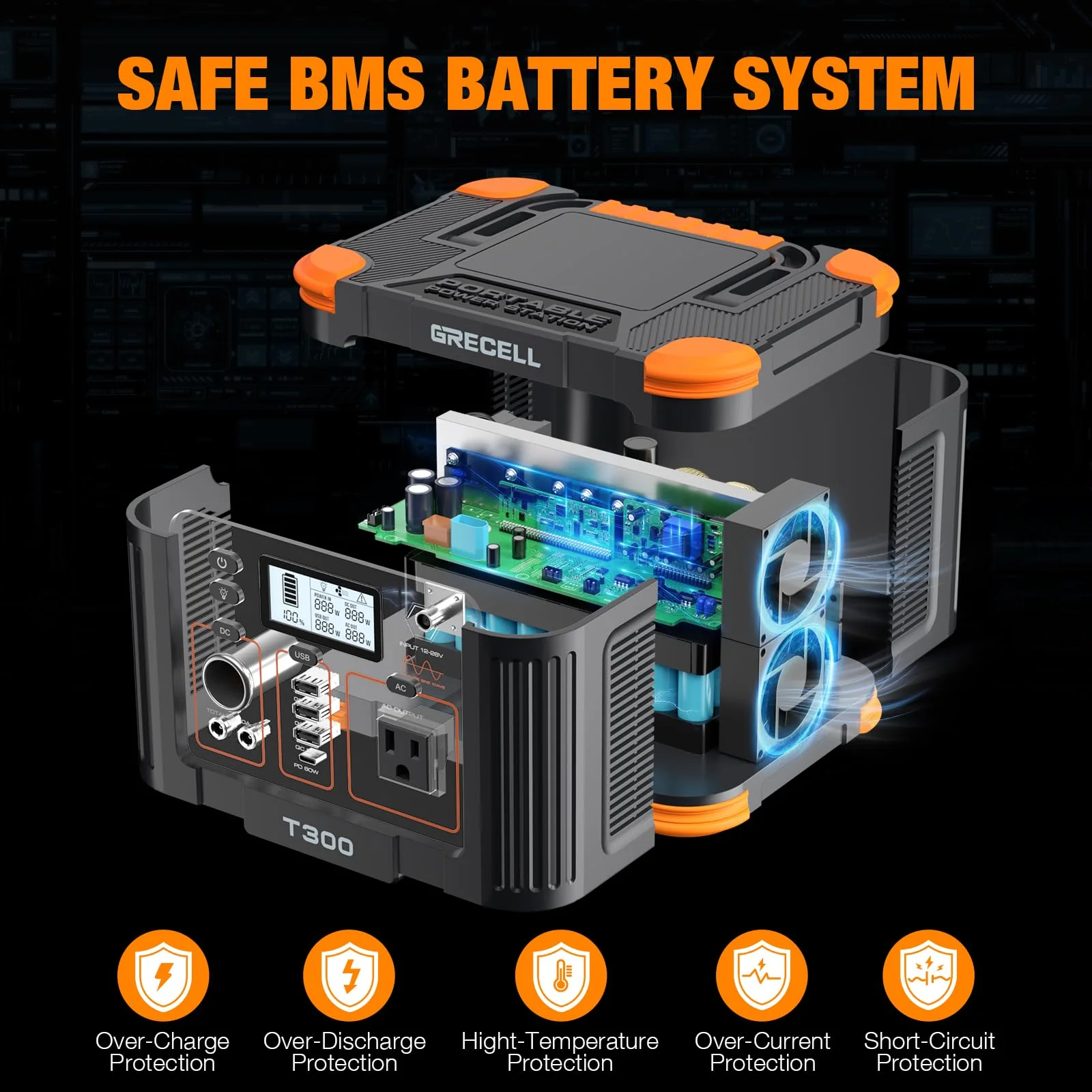 Portable Power Station 300W, GRECELL 288Wh Solar Generator