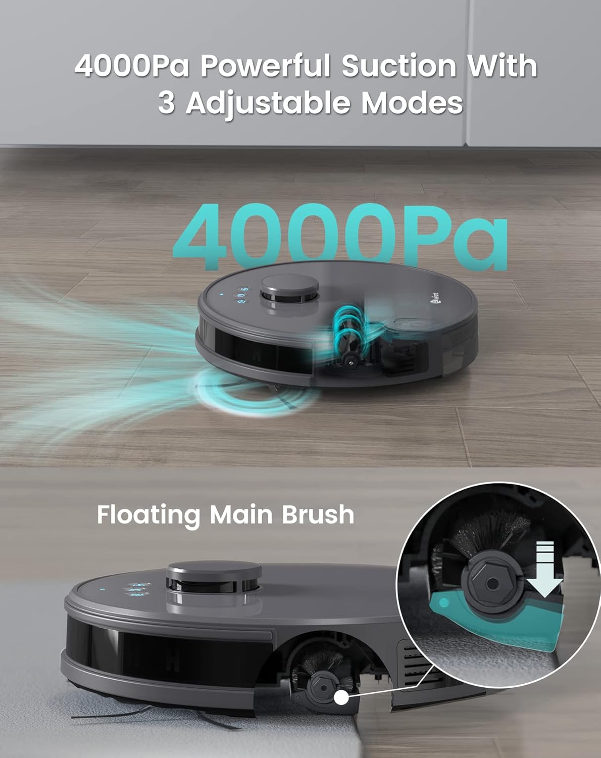 Lefant Robot Aspirateur Laveur Robot 2 en 1 4000Pa,Navigation LiDAR,Cartographie Multi-étage,Zones Virtuelles, Connecté Alexa/APP/WiFi,Idéal pour Poils d'animaux Tapis Sols Durs,M1 Champagne