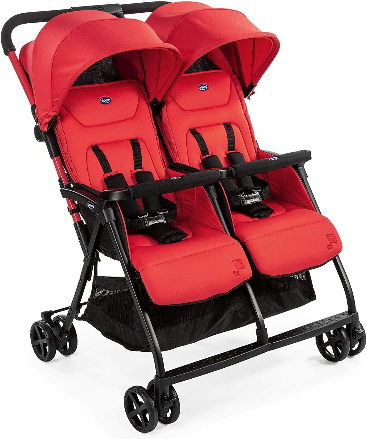 Chicco OHlalà Poussette Canne Double, Légère Inclinable et Pliable, Poussette pour Jumeaux de la Naissance à 15 kg, Fermeture Compacte, Inclus une Housse de Pluie, Capote Extensible - black night