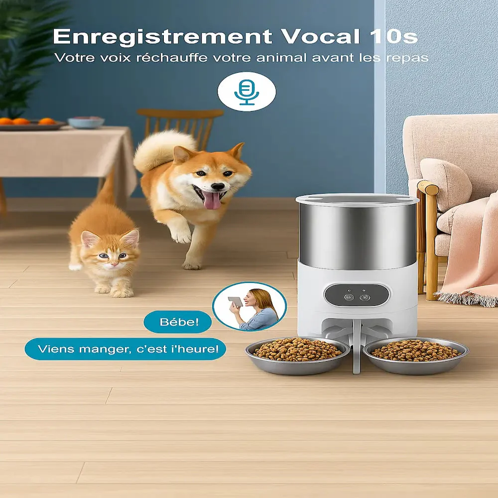 Distributeur automatique de croquettes pour 2 chats