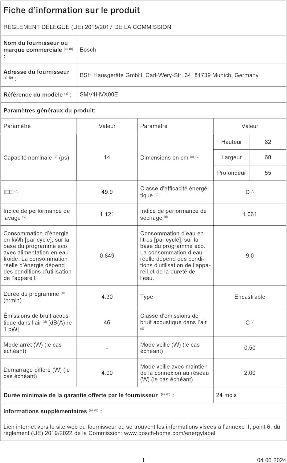 Bosch SMV4HVX00E - Série 4 - Lave-vaisselle tout intégrable - 60cm - 14 couverts - 46 dB - Home Connect
