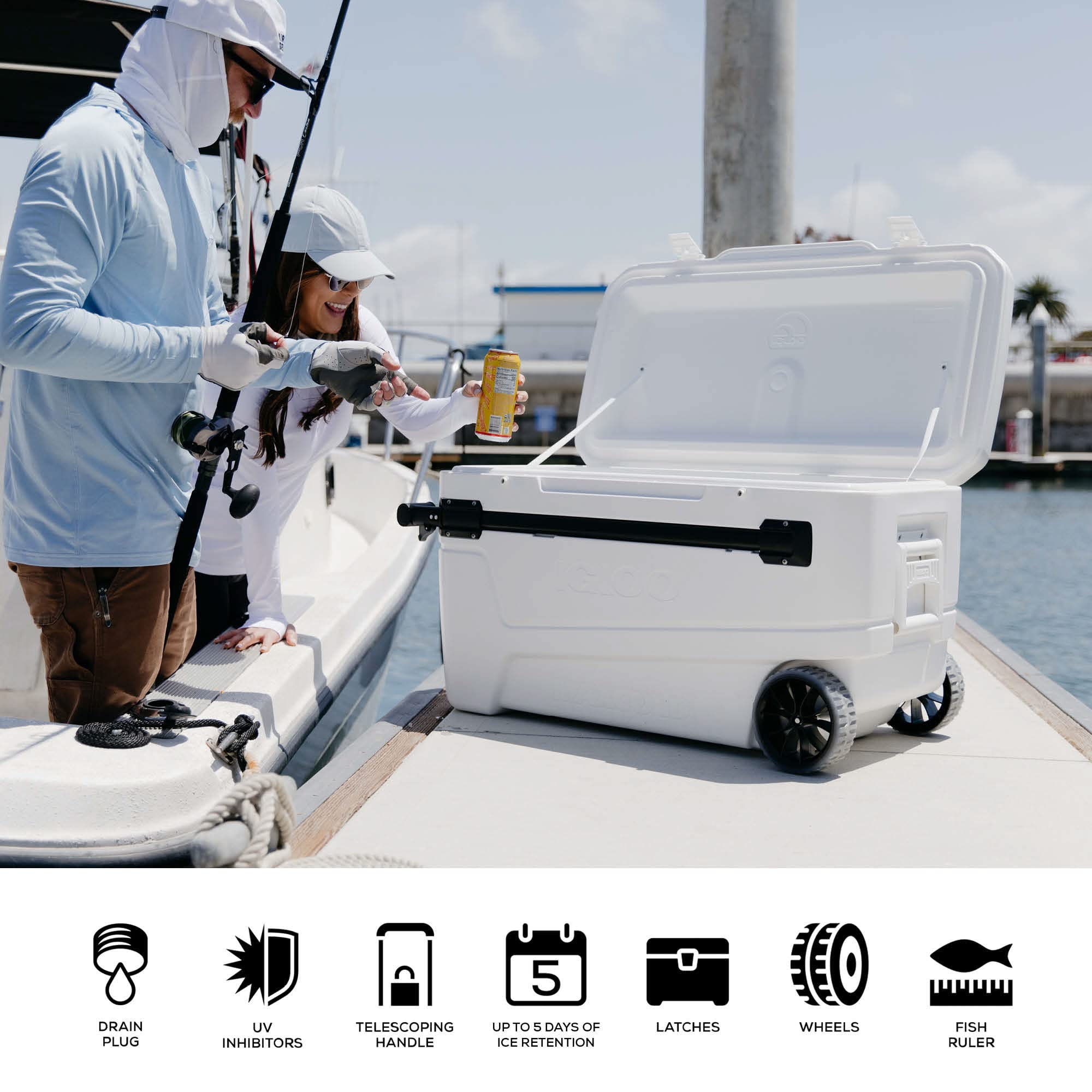 Igloo 110 Qt Glide Pro Portable Large Ice Chest Wheeled Cooler