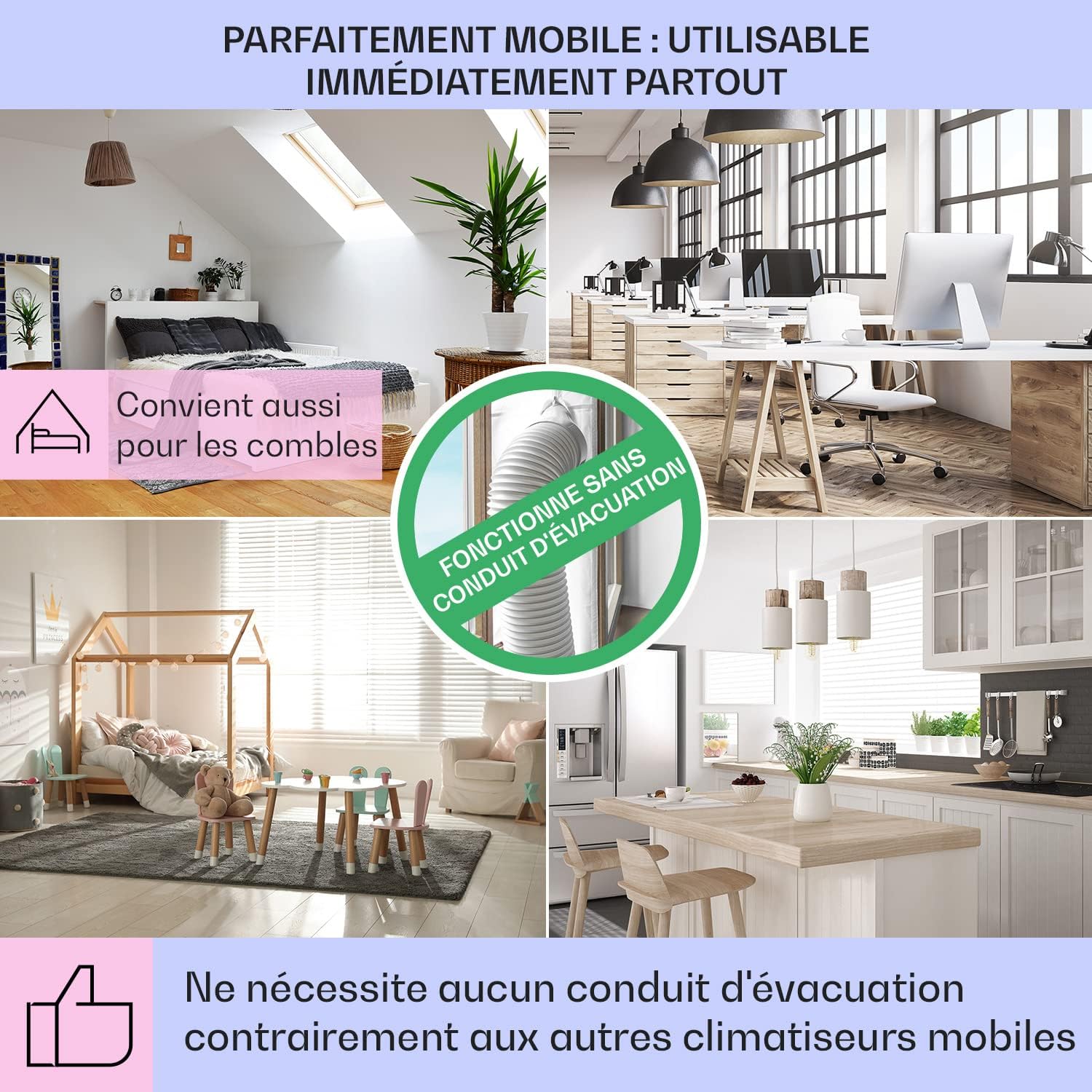 Klarstein Rafraichisseur d'Air Mobile 5 en 1, par Evaporation avec Humidificateur, Ventilateur, Ioniseur, Climatiseur Mobile Sans Évacuation, Mode Nuit, 45W, Débit d'Air de 180m³/h