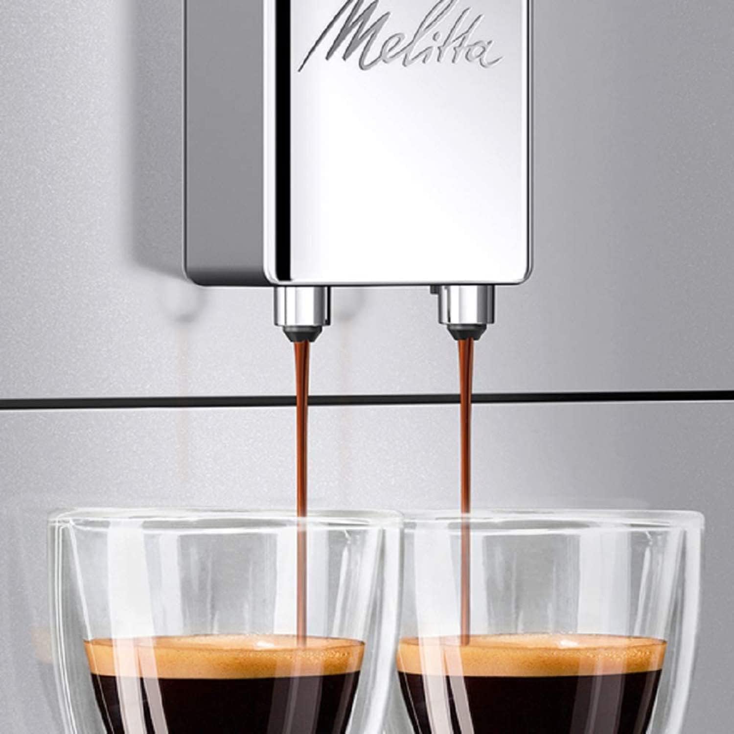 Melitta Purista Argent, Machine à Café à Grains avec Broyeur et Système d'Extraction des Arômes, Silencieuse, Mode 1 à 2 Tasses, Cafetière Expresso 1L, Automatique, F230-101