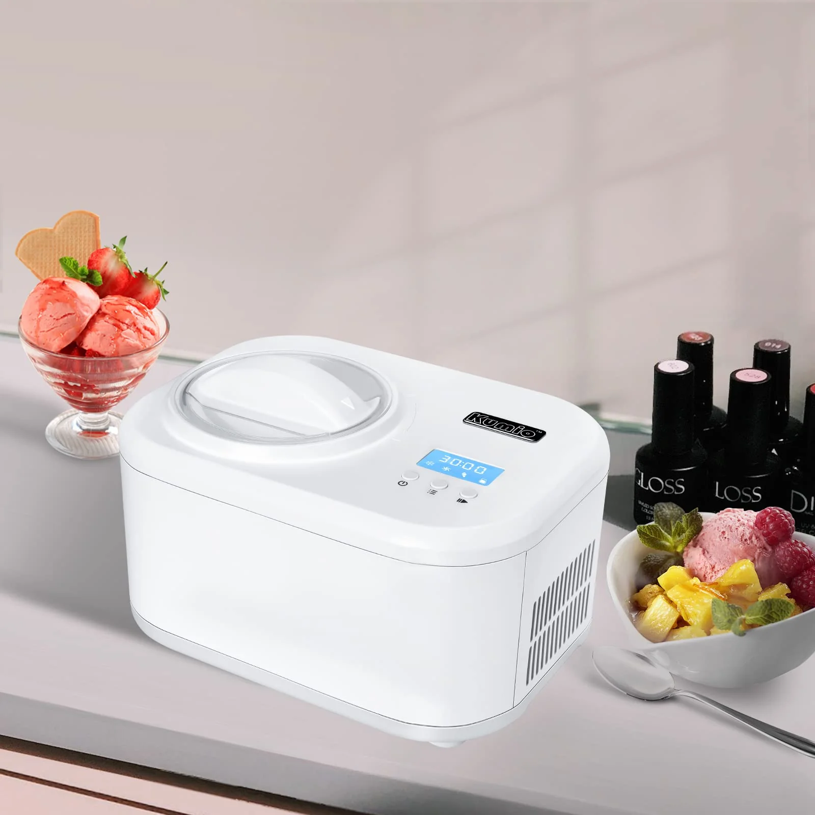 KUMIO 1.2-Quart Automatic Ice Cream Maker with Compressor