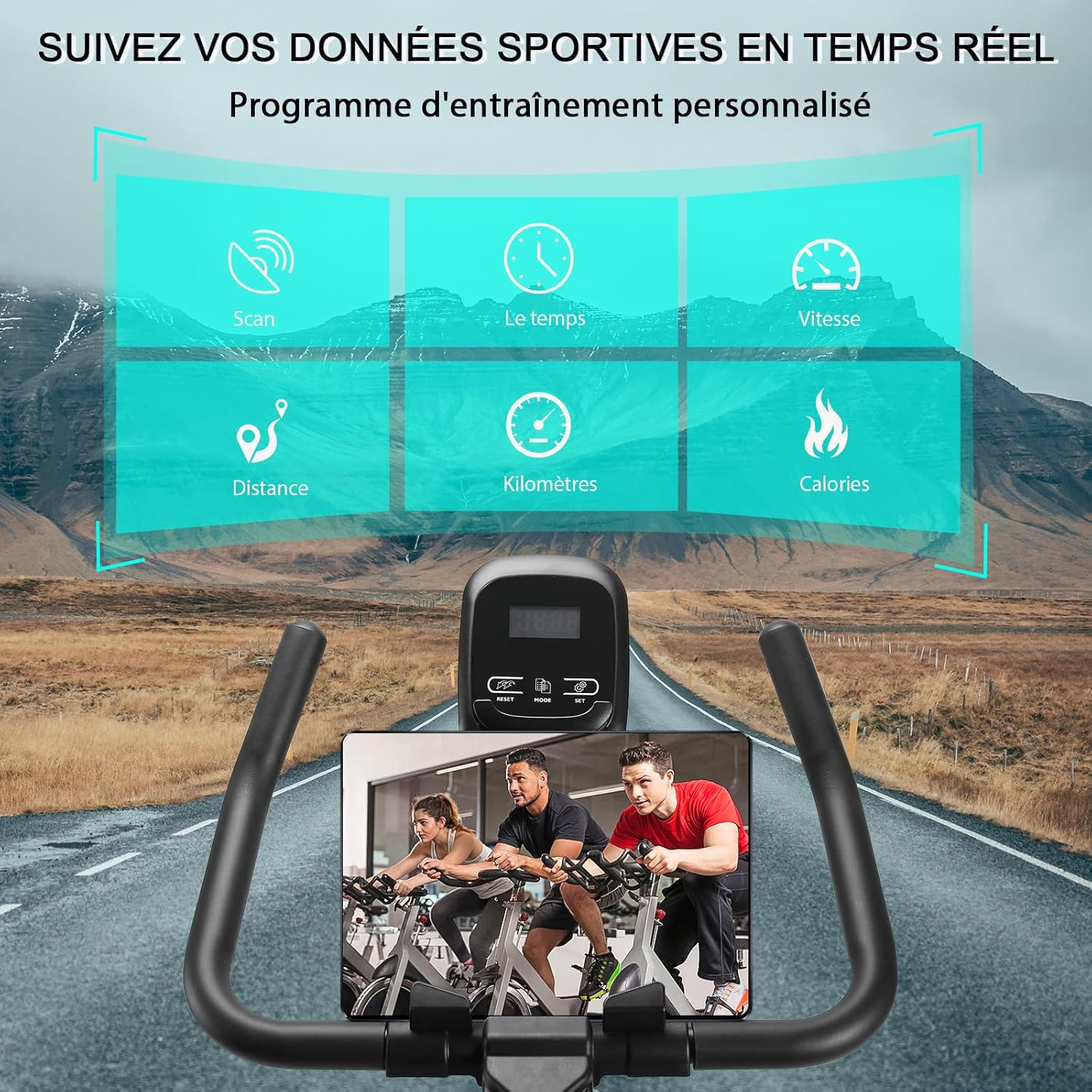 Wenoker Vélo d'Appartement Spinning, Résistance Magnétique Ajustable, Vélo d'Exercice à Siège Confortable et Écran, Entrainement Cardio Home Trainer, capacité de charge de 160 kg