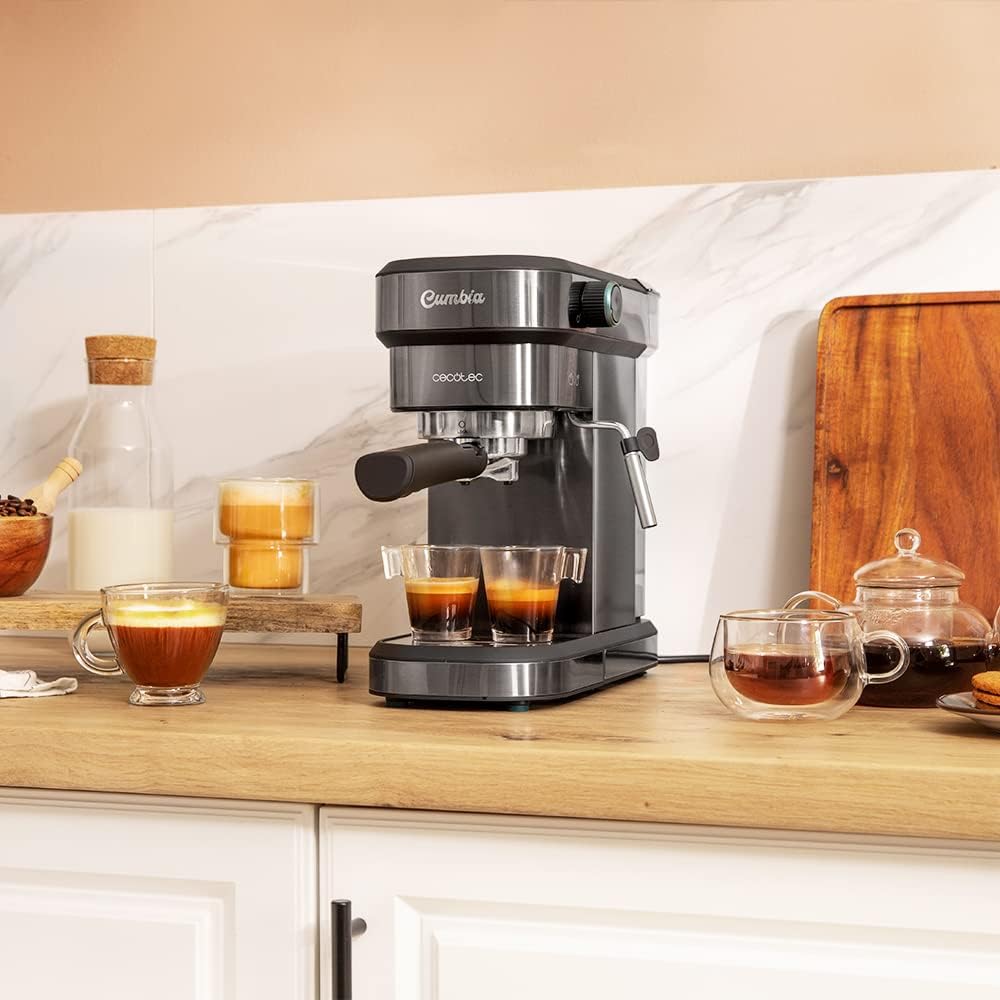 Cecotec semi-automatic espresso machine Power Espresso 20 Steel Pro Latte. 1350 W, Thermoblock, ForceAroma technology with 20 bars, full milk tank, instant cappuccino, cup warmer, double