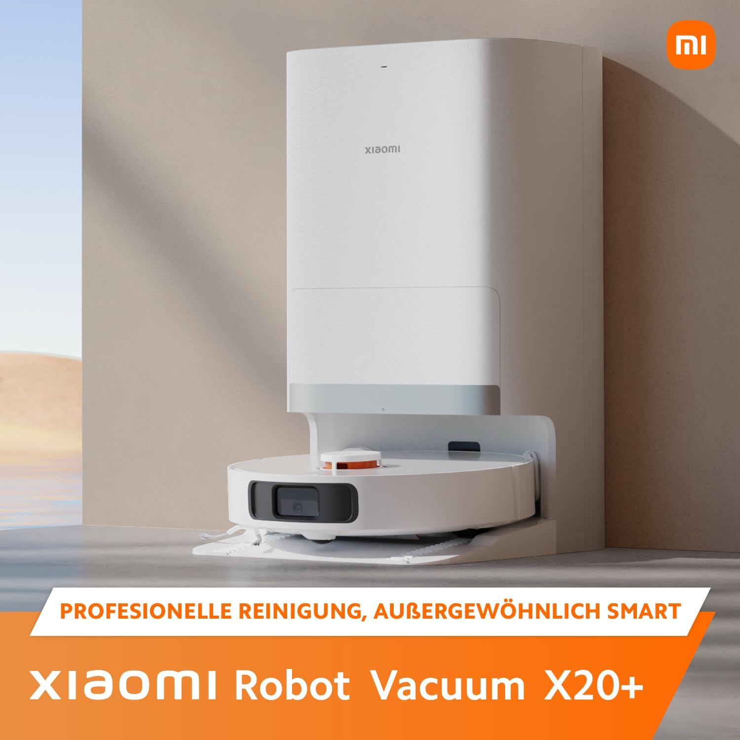 Xiaomi Robot Vacuum X20+ Aspirateur Robot, Station Tout-en-Un (Puissance d'aspiration de 6000 Pa ; 140 Min autonomie ; autonettoyage, vidage, séchage et Remplissage d'eau ; Application/contrôle)