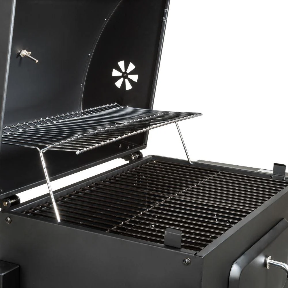 Barbecue à charbon de bois 3 en 1 avec thermomètre avec grille à hauteur réglable noir 1508003