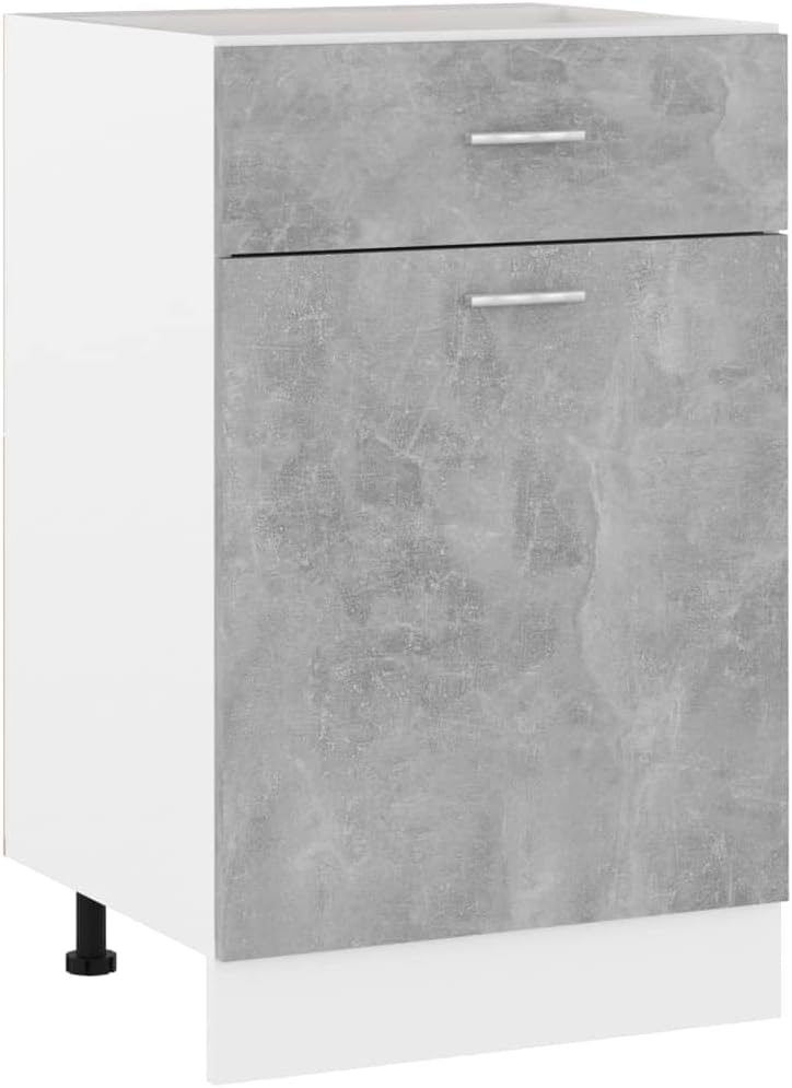 vidaXL Armoire à Micro-Ondes Placard Armoire de Rangement Meubles de Cuisine avec 4 Etagères Intérieur Maison Gris Béton 60x57x207 cm Aggloméré