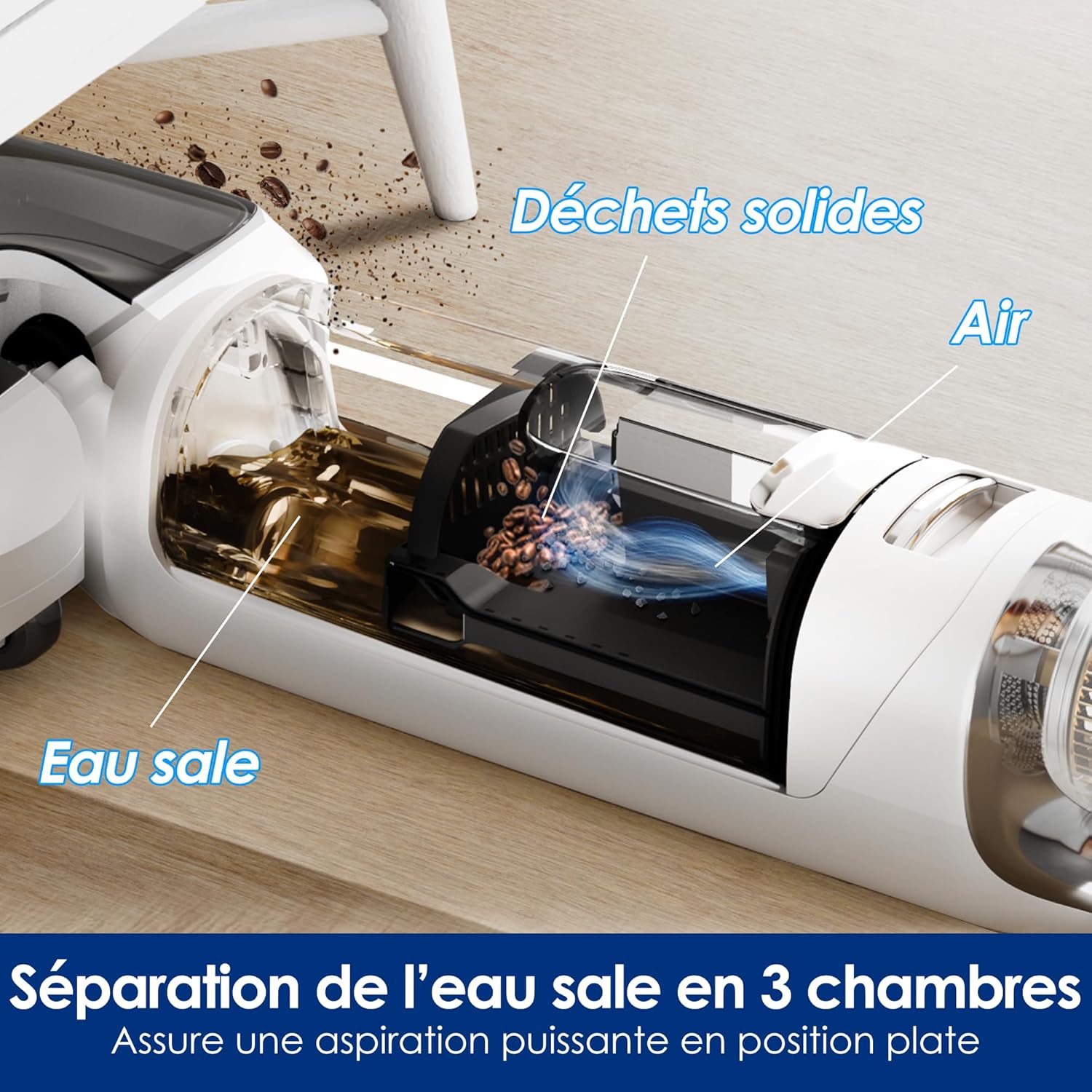 Tineco Floor One Stretch S6 Aspirateur Eau et Poussière Laveur de Sols, Conception Plate à 180°, Hauteur compacte de 13 cm, Auto-Nettoyage Flashdry à 70℃ en 5 Min, Nettoyage des Bords sur Trois Faces