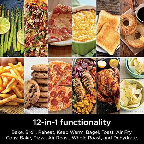 Ninja DCT401 12-in-1 Double Oven with FlexDoor, FlavorSeal & Smart Finish, Rapid Top Convection and Air Fry Bottom , Bake, Roast, Toast, Air Fry, Pizza and More, Stainless Steel