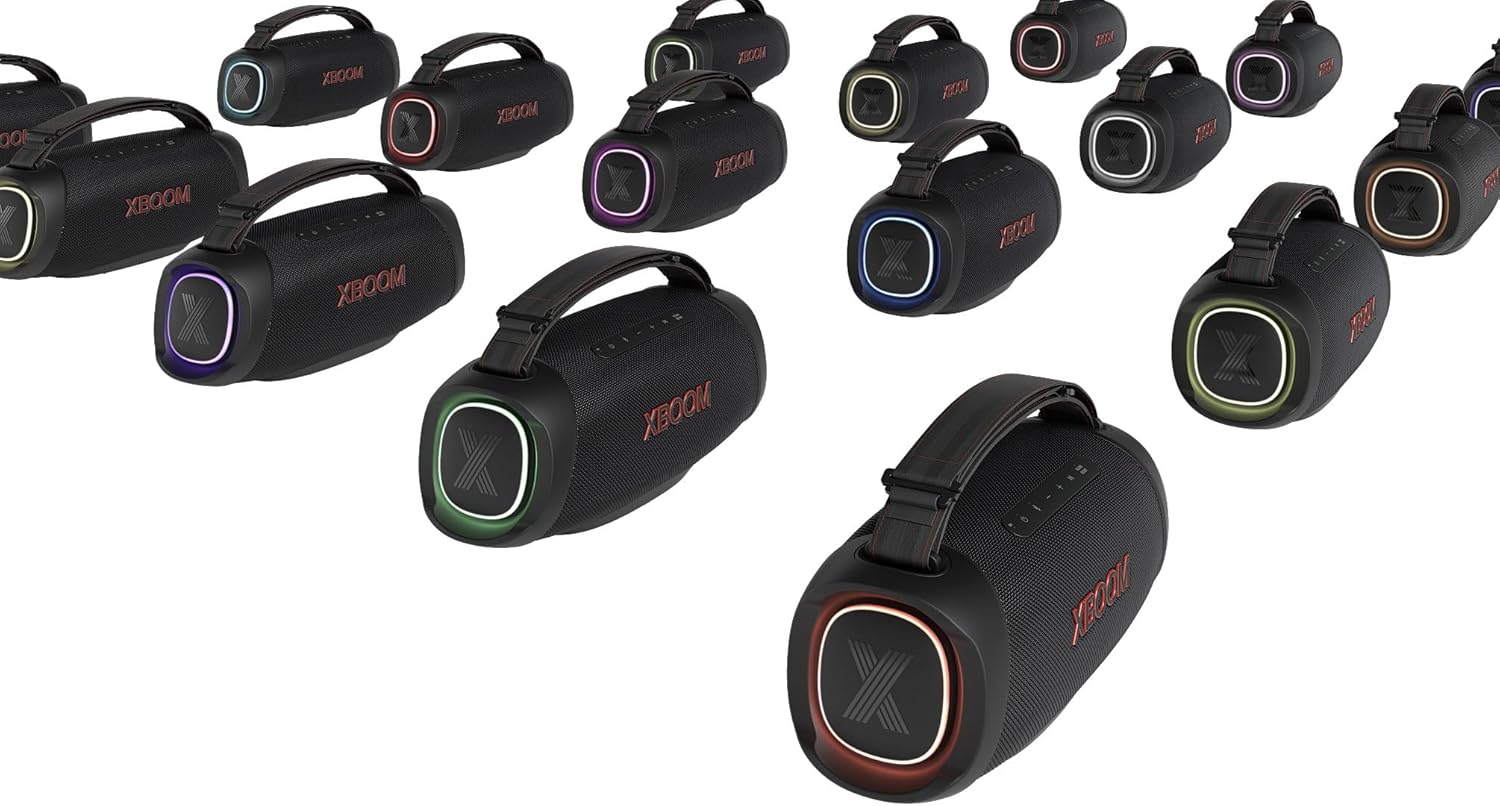 LG, Enceinte Bluetooth puissante, Portable, Enceinte Bluetooth Lumineuse, XBOOM 360°, Éclairage Personnalisable, Jusqu'à 24h d'autonomie, Enceinte Bluetooth Design, DXO2T