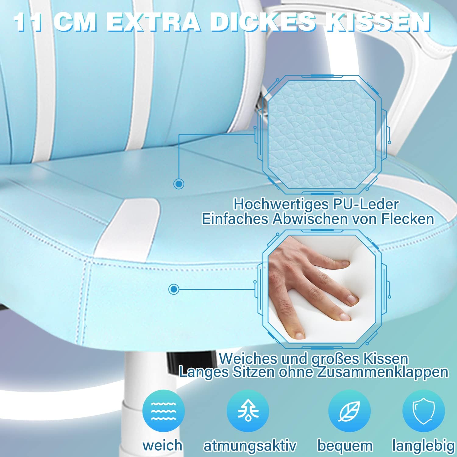 JOYFLY Chaise de Jeu Rose Ergonomique Kawaii Fauteuil Gaming avec Rabbit Ear Chaise de Bureau d'ordinateur Schreibtischstuhl avec Support Lombaire Filles(Rose)