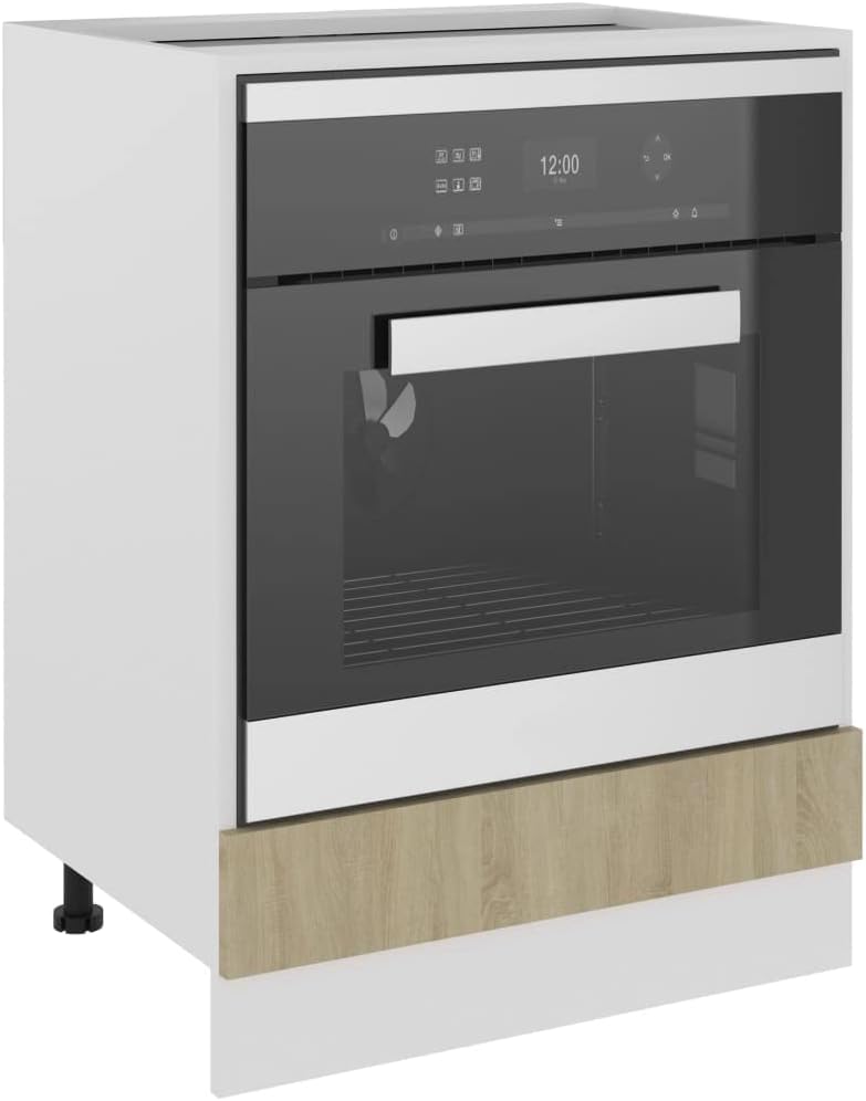 vidaXL Armoire à Micro-Ondes Placard Armoire de Rangement Meubles de Cuisine avec 4 Etagères Intérieur Maison Gris Béton 60x57x207 cm Aggloméré