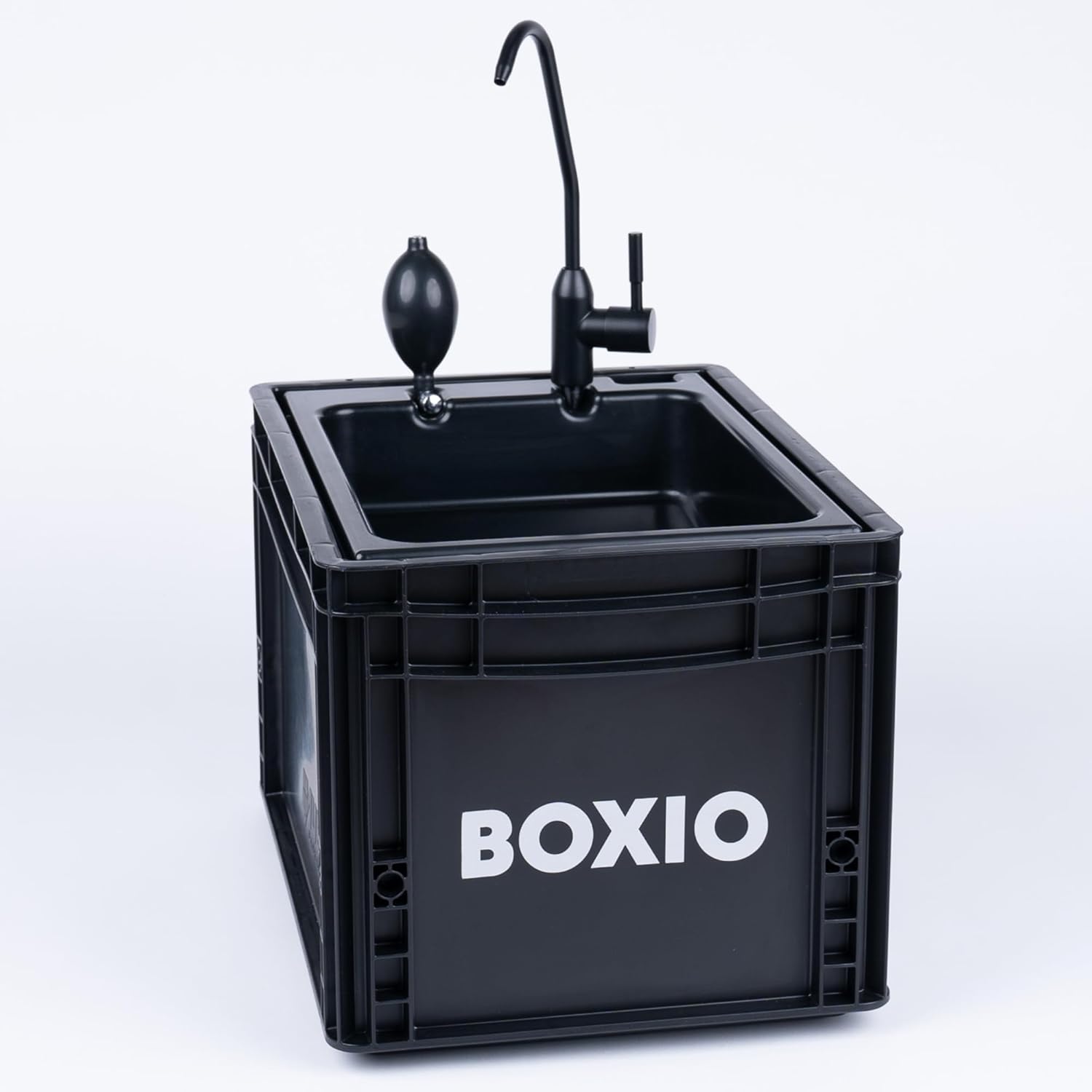 BOXIO - Wash: Lavabo Mobile avec Pompe à Main - vier Camping Car, Van, Camping, Jardin | vier avec Bac, Robinet en Plastique, Noir