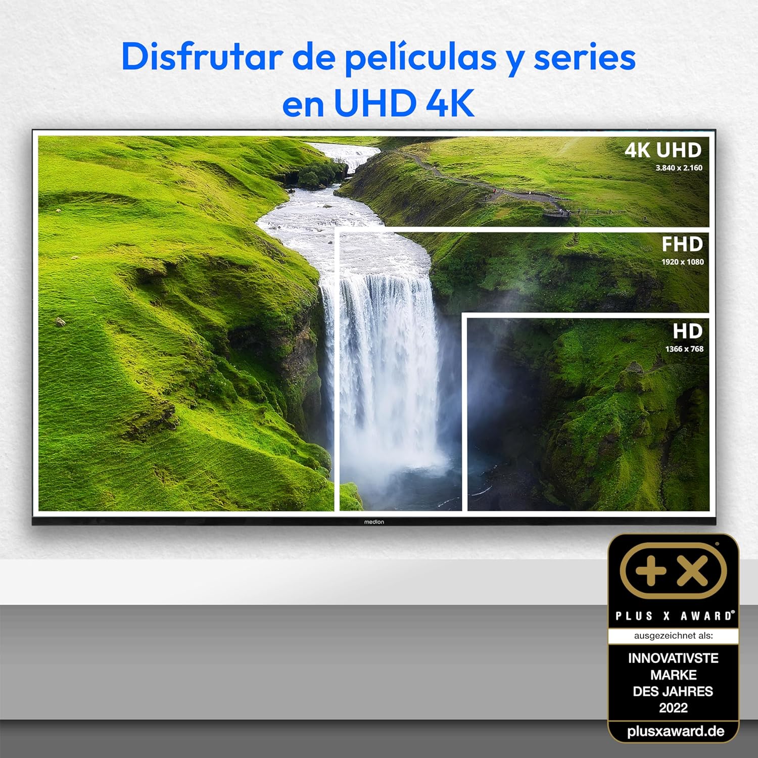 MEDION X14308 (MD 31640) Téléviseur 108 cm (43 Pouces) (Smart TV, 4K Ultra HD, HDR, VIDAA Store, Netflix, Prime Video, Disney+, DAZN, Paramount+, HbbTV, PVR, Bluetooth)