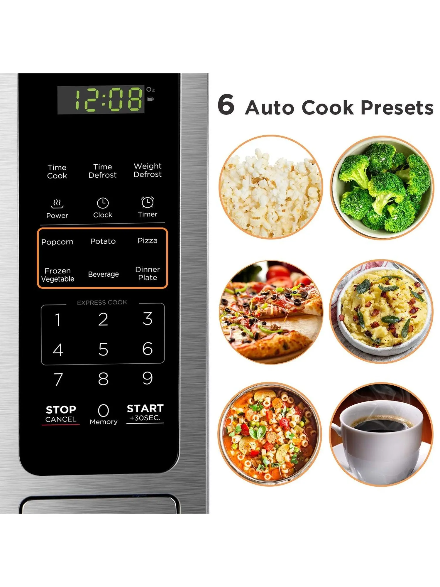 BLACK+DECKER Digital Microwave Oven with Turntable Push-Button Door, Child Safety Lock, Stainless Steel, 0.9 Cu Ft