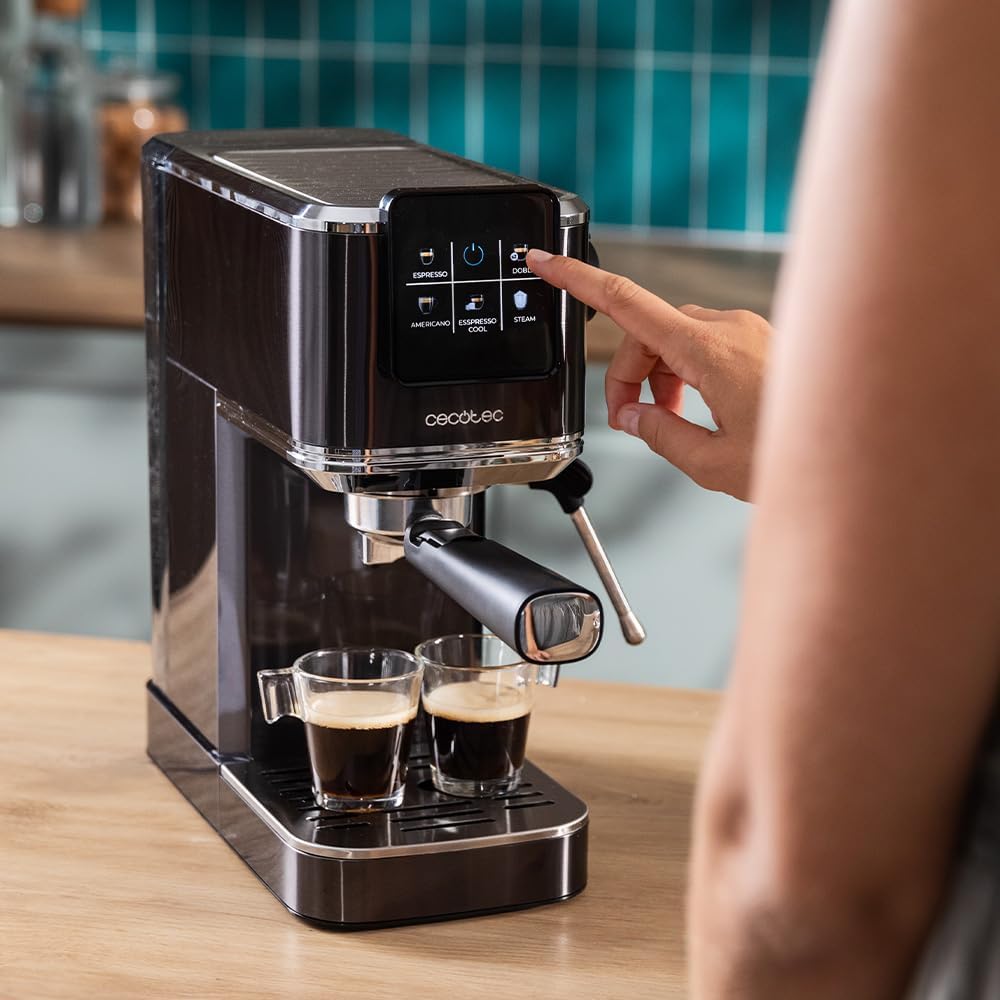 Cecotec semi-automatic espresso machine Power Espresso 20 Steel Pro Latte. 1350 W, Thermoblock, ForceAroma technology with 20 bars, full milk tank, instant cappuccino, cup warmer, double