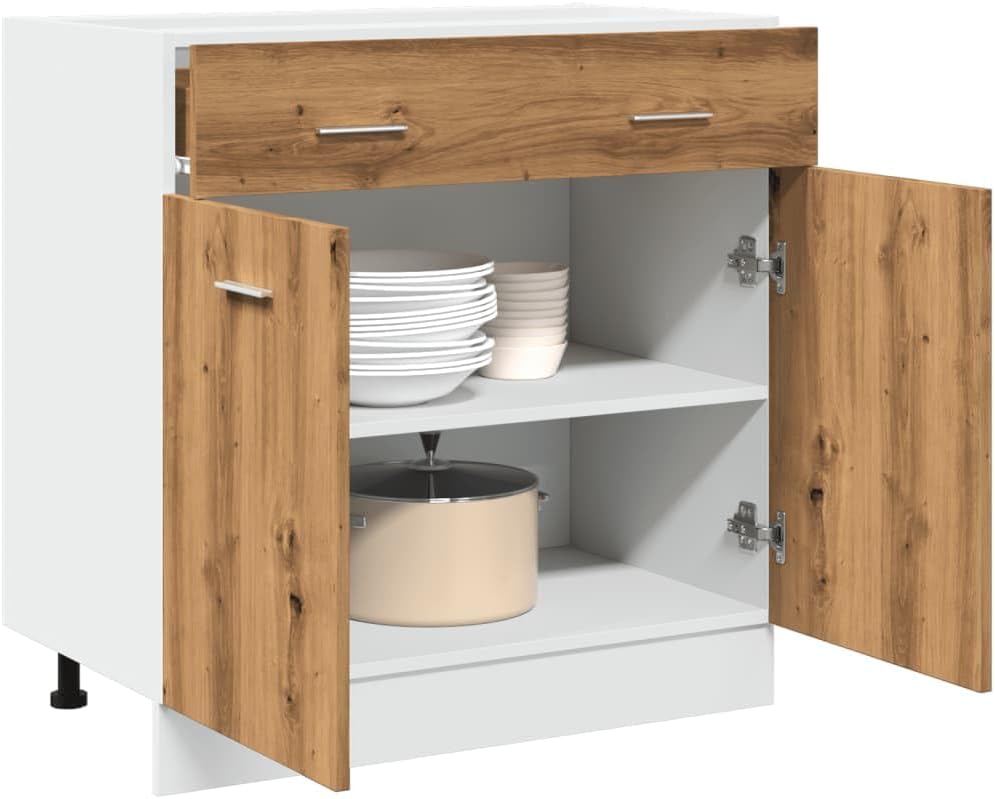 vidaXL Armoire à Micro-Ondes Placard Armoire de Rangement Meubles de Cuisine avec 4 Etagères Intérieur Maison Gris Béton 60x57x207 cm Aggloméré