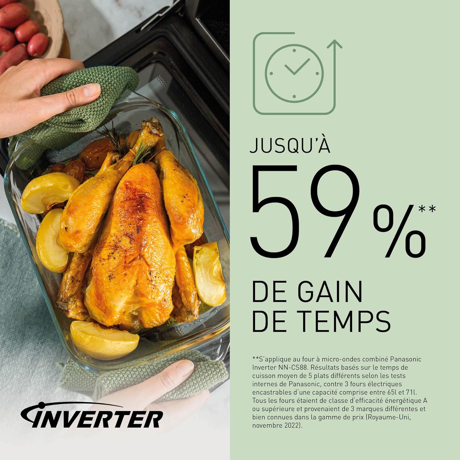 Panasonic NN-DS59NMETG Four à micro-Ondes Combiné 4-en-1 avec Gril, 27 Litres, 1000W, Cuisson à Deux niveaux, Capteur Genius, 32 Programmes Automatiques, Plateau Gril, Nettoyage Facile, Noir