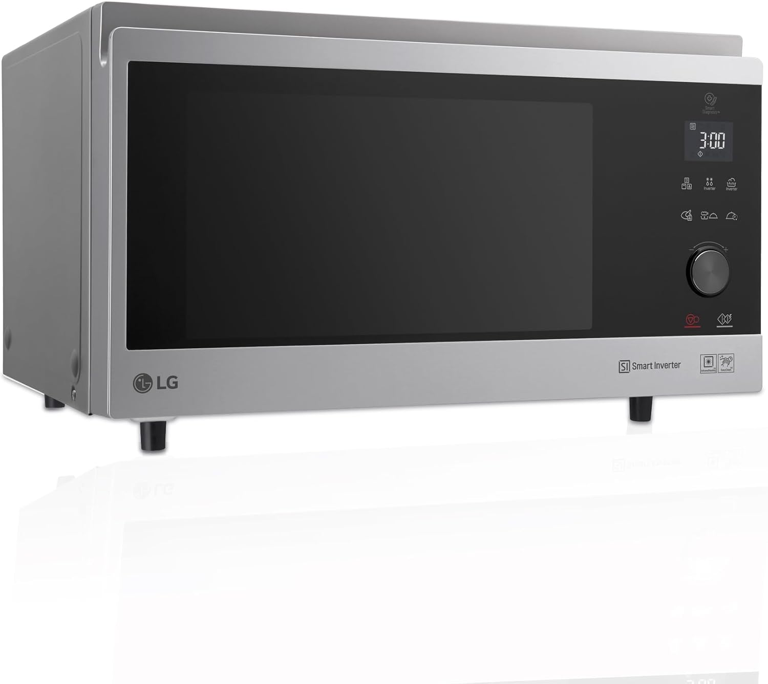 LG MJ3965ACS – Four micro-ondes 4 en 1 Smart Inverter, convection maximale de 1 850 W, gril de 950 W, micro-ondes de 1 100 W, capacité de 39 l, en acier inoxydable