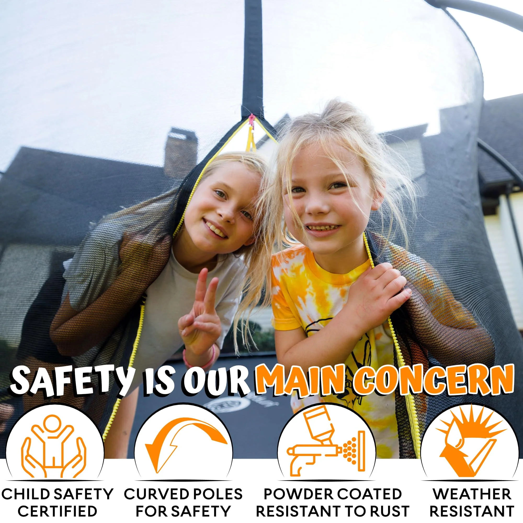 JUMPZYLLA 8FT Trampoline Outdoor with Enclosure for Kids