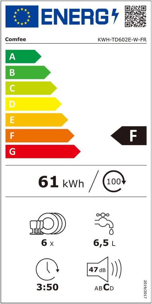 COMFEE' CDWPF1201PS Lave-vaisselle Pose Libre, 60 cm, 12 couverts, départ différé, fonction demi-charge, paniers flexibles - Acier Inoxydable, 49 dB, Commande Bouton