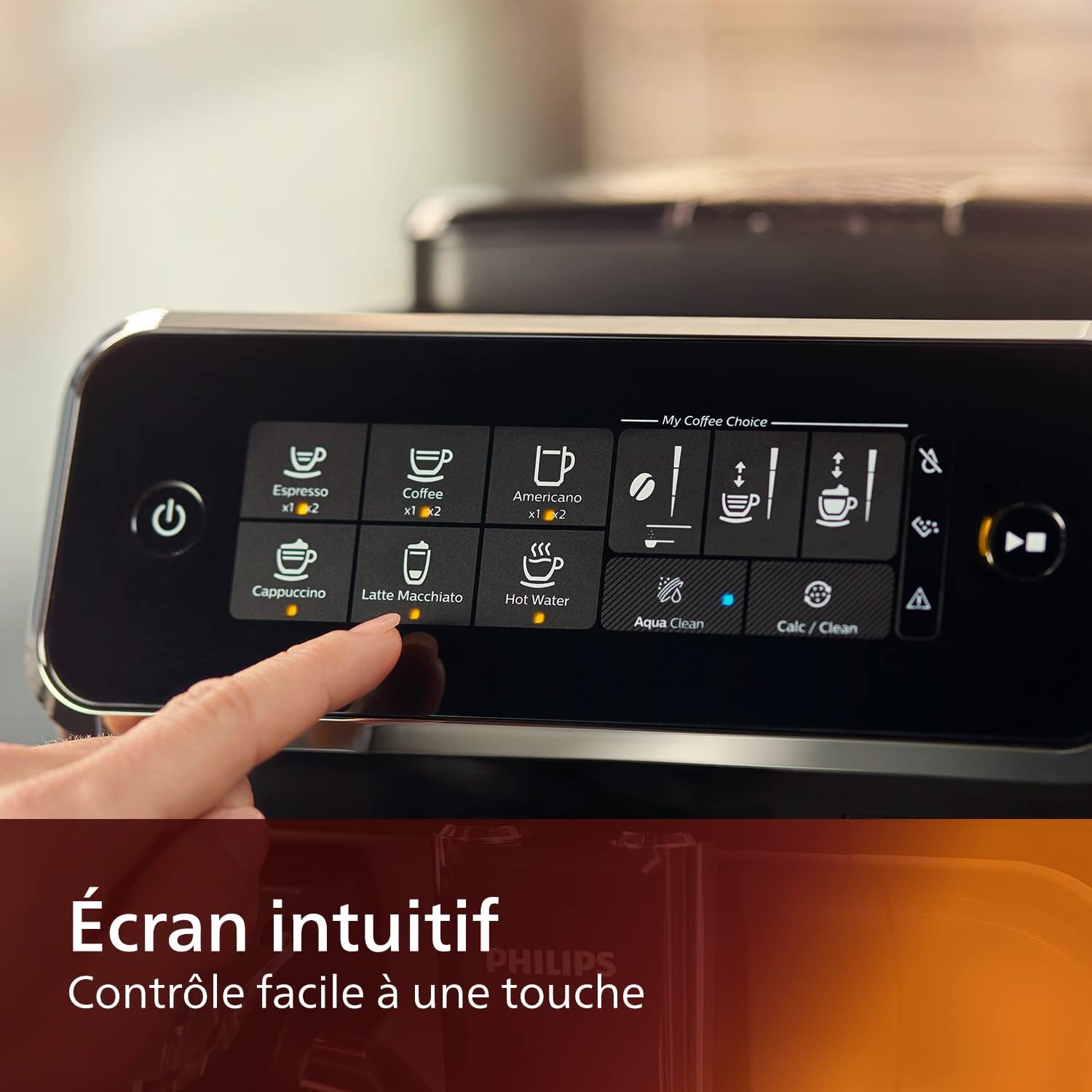 Philips Série 3200 Machine Expresso - Café à Grain - LatteGo Mousseur à Lait, 5 Spécialités de Café, Écran Tactile Intuitif, Argent (EP3246/70)